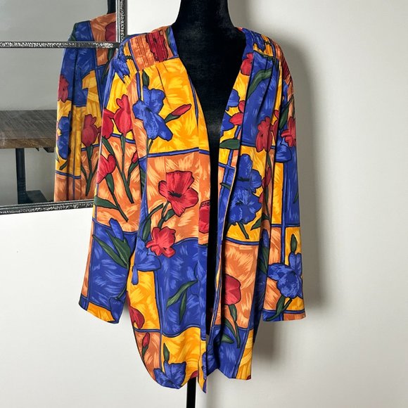 Vintage vest D'Allaird L made in Canada, floral checker - Picture 3 of 7